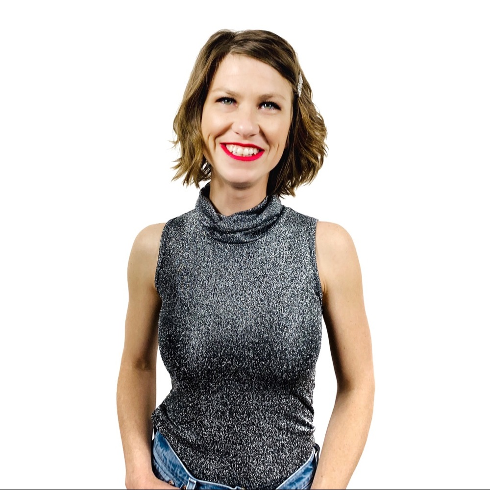 Silver lining ,xxs, metallic turtleneck